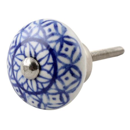 Blue Flower Ceramic Floral Cabinet Knob 